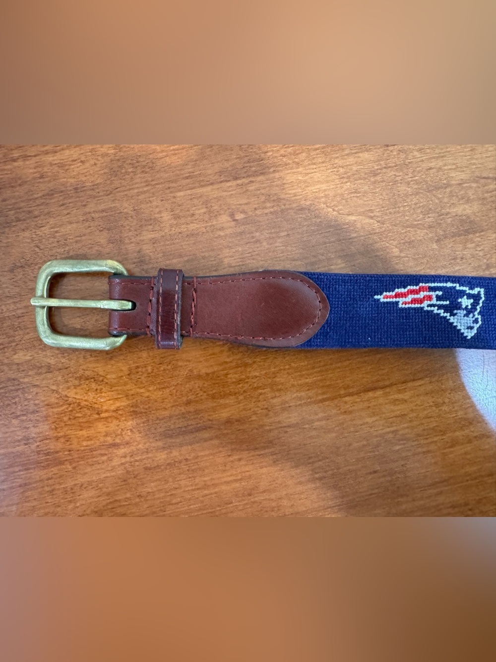 Smathers & Branson New England Patriots Needlepoint Belt Size 38 NFL USA Made